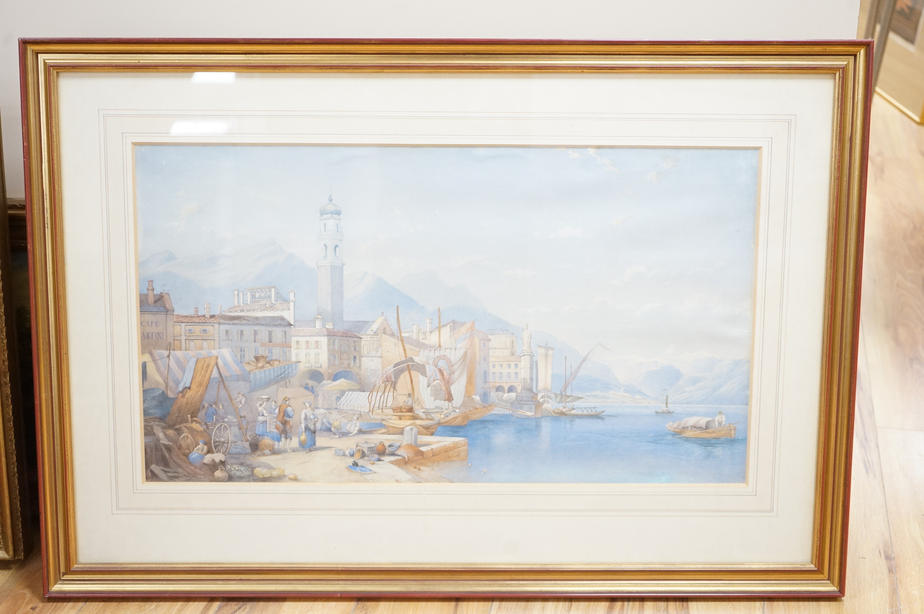 Late 19th / early 20th century School, Venetian landscape with gondolas and St Marks Square, unsigned, watercolour, 40 x 72cm